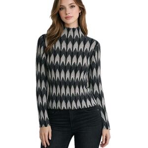 Icelandic Design Wool Blend Sweater Women's Medium Black/White Nordic Pullover